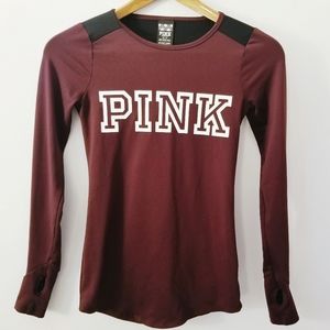VS Pink long sleeve thumb hole logo top